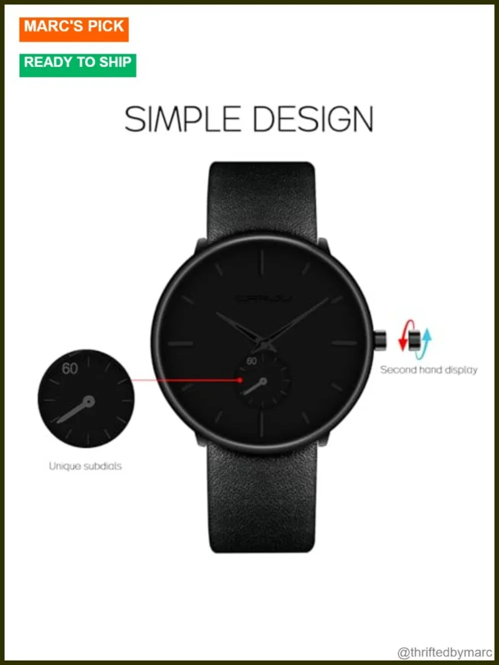 Ultra-Thin Minimalist Waterproof Analog Quartz Leather Strap Wrist Watch